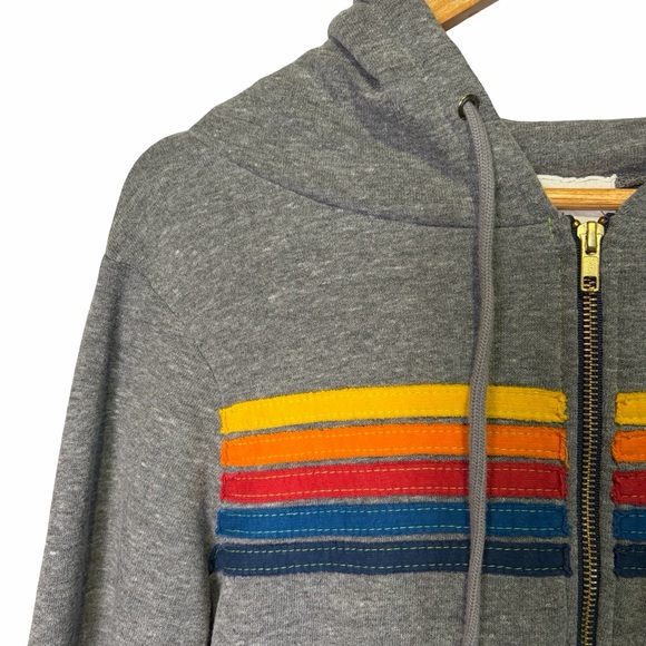 Aviator Nation 5 Stripe Hoodie in Heather Grey, Size S NWOT - Picture 3 of 13